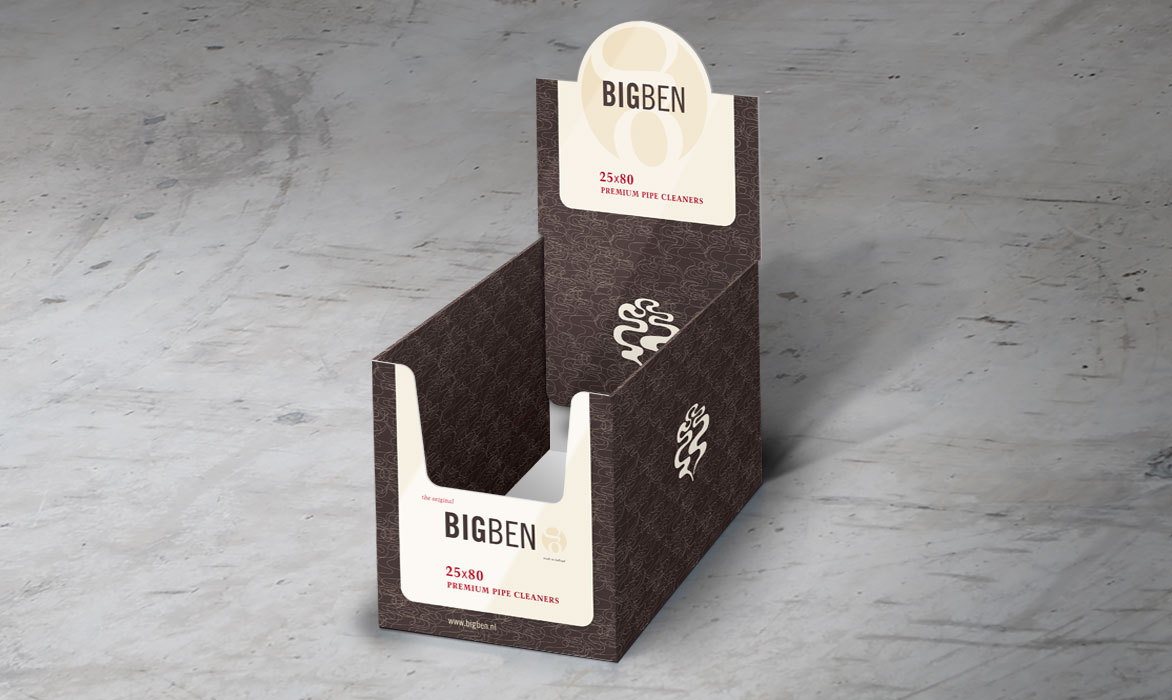 Box25x80_BigBen_PipeCleaners Displaydoos BigBen - ontwerp Comcorde+